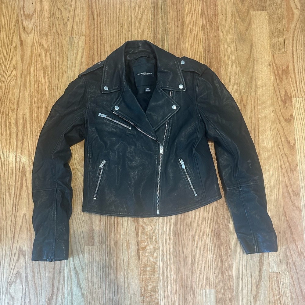 Club Monaco Black Leather Jacket - Gracella Jacket